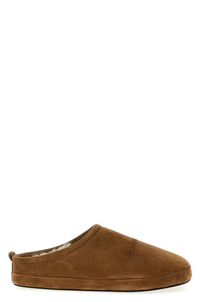 Balenciaga Men Camel Suede Alaska Ankle Slippers In Brown
