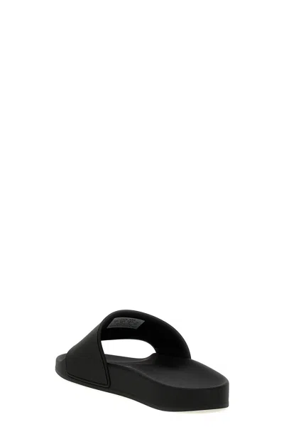 Balenciaga Black Sandals With Maxi Contrasting Logo In Tech Fabric Man In Black
