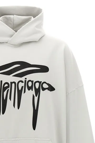 Balenciaga 3b Liquefied Sweatshirt White In White