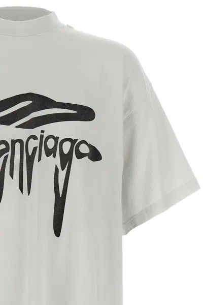 Balenciaga Grey 3b Liquefied Oversized T-shirt In White