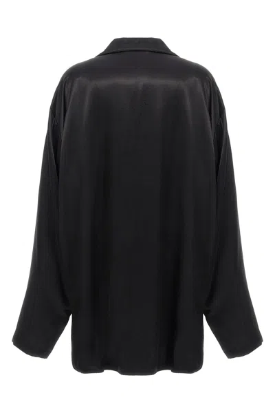 Balenciaga Shirt Embroidery Chest Pocket Long Sleeves In Black