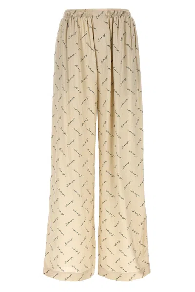 Balenciaga Women Printed Viscose Pyjama Pant In Cream