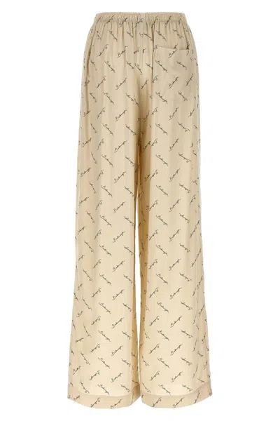 Balenciaga Women Printed Viscose Pyjama Pant In Cream