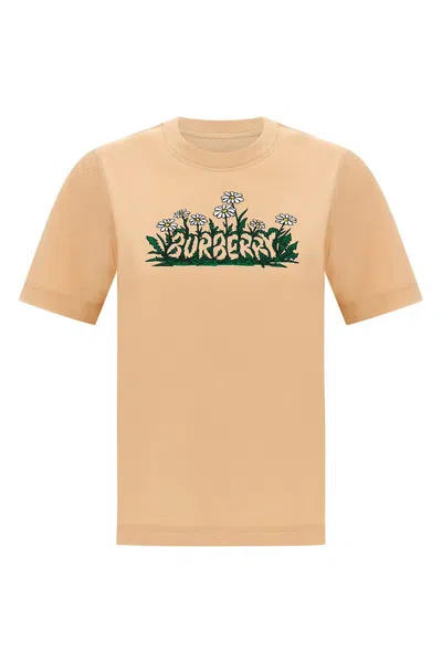 Burberry Vibrant Floral Print Cotton T-shirt In Neutral