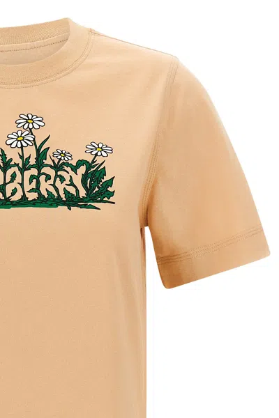 Burberry Vibrant Floral Print Cotton T-shirt In Neutral