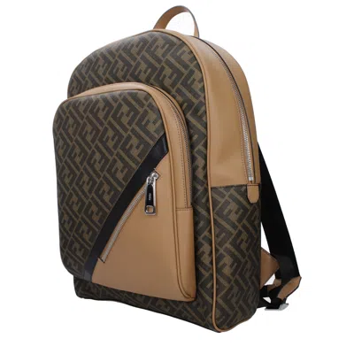 Fendi Men Multicolor Cotton Blend And Leather Backpack