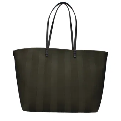 Fendi Striped Cotton Tote Roll Shoulder Bag
