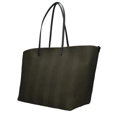 Fendi Striped Cotton Tote Roll Shoulder Bag
