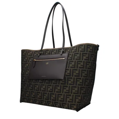 Fendi Striped Cotton Tote Roll Shoulder Bag
