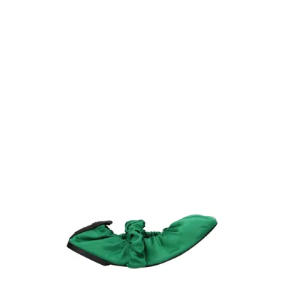 Ganni Green Scrunchie Ballerina Flats