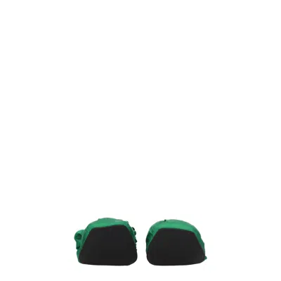 Ganni Green Scrunchie Ballerina Flats