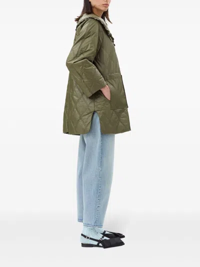 Ganni Quilted Jacket With Hood And Pockets