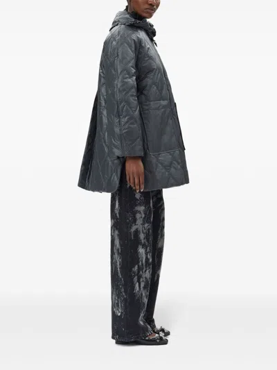 Ganni Quilted Short Jacket In Gray