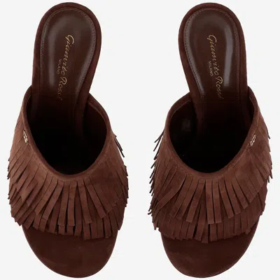 Gianvito Rossi Camoscio Fringe Mule Sandal