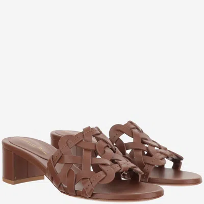 Gianvito Rossi Amalfi Cognac Brown Heel Sandals