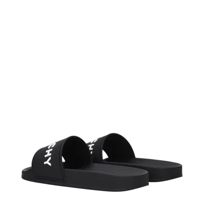 Givenchy Black Logo Embossed Slides In Black
