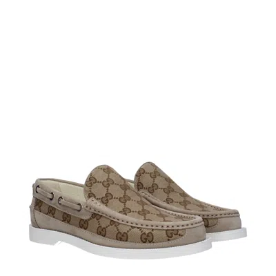 Gucci Loafer In Original Gg Fabric Beige/ebony Men