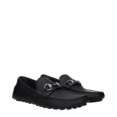 Gucci Horsebit Leather Driving Shoes In Black