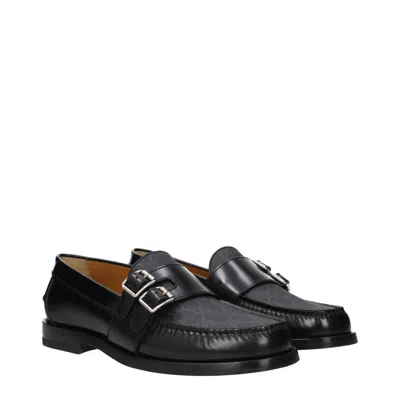 Gucci Mocassino Con Fibbia E Stampa Gg Loafers & Slippers Black