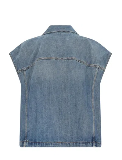 Haikure Boxy Denim Gilet With Pointed Collar