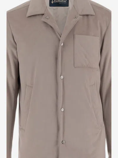 Herno Beige Microfiber Suede Jacket In Brown