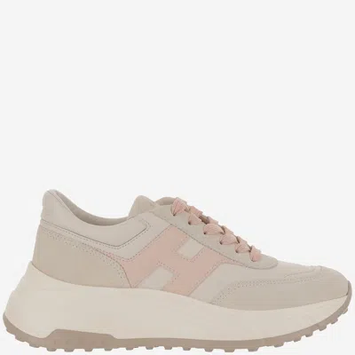 Hogan Hi-fi Ivory And Pink Sneakers