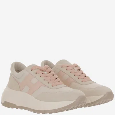 Hogan Hi-fi Ivory And Pink Sneakers