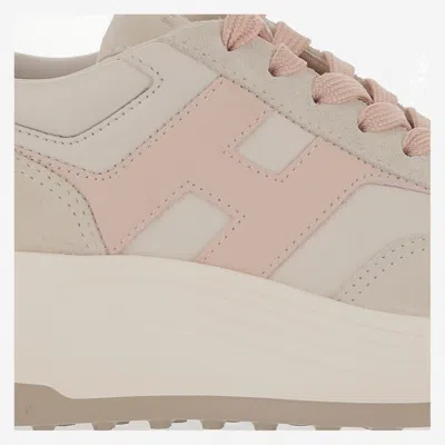 Hogan Hi-fi Ivory And Pink Sneakers