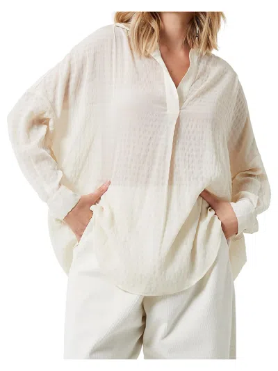French Connection Freya Devore Jacquard Shirt Summer White In White