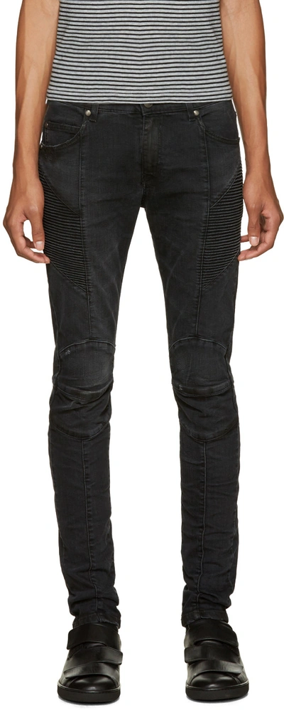 Pierre Balmain Cotton Blend Five-pocket Jeans In Black