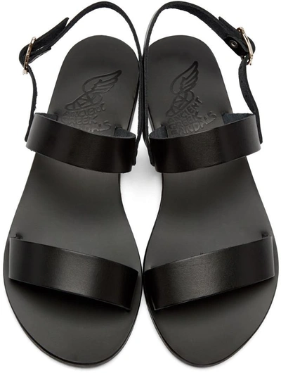 Shop Ancient Greek Sandals Black Leather Clio Sandals