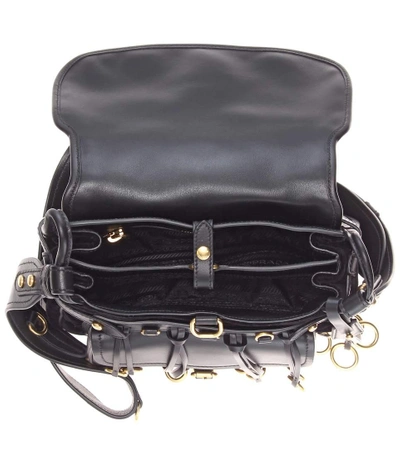 Prada Corsaire Velvet And Leather Crossbody Bag In Black | ModeSens