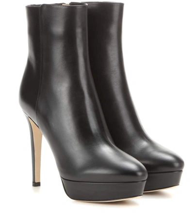 Shop Jimmy Choo Maggie 115 Platform Leather Ankle Boots In Llack