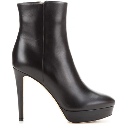 Shop Jimmy Choo Maggie 115 Platform Leather Ankle Boots In Llack