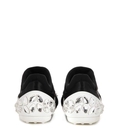 Shop Miu Miu Crystal-embellished Sneakers In Eero