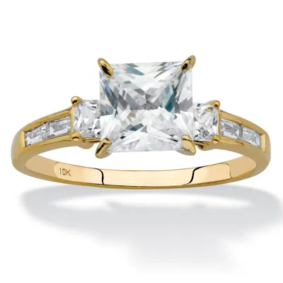 Palm Beach Jewelry 2.18 Cttw. Solid 10k Yellow Gold Princess-cut Cubic Zirconia Engagement Ring In White