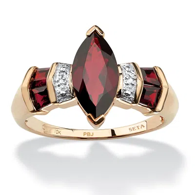 Palm Beach Jewelry 2.85 Tcw Marquise-cut Garnet And Diamond Accent Ring In Solid 10k Gold In Red