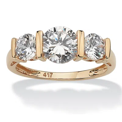 Palm Beach Jewelry 2.50 Tcw Round Cubic Zirconia 10k Gold 3-stone Bridal Engagement Ring In White