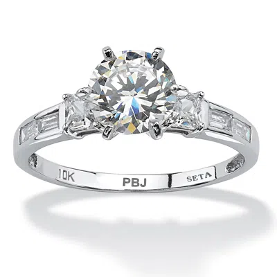 Palm Beach Jewelry 2.14 Tcw Round Cubic Zirconia And Baguette Accents Ring In 10k White Gold In White