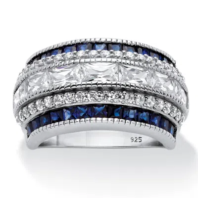 Palm Beach Jewelry 6.48 Cttw. Cubic Zirconia And Simulated Sapphire Platinum-plated Silver Ring In White