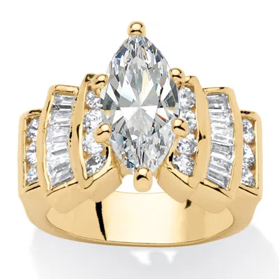 Palm Beach Jewelry 3.63 Cttw. Marquise-cut Cubic Zirconia Yellow Gold-plated Ring In White