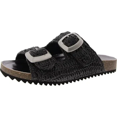 Nine West Tenly Raffia Slide Sandal In Black