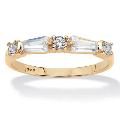 Palm Beach Jewelry .98 Cttw. 14k Gold-plated Sterling Silver Baguette Cubic Zirconia Wedding Ring In White