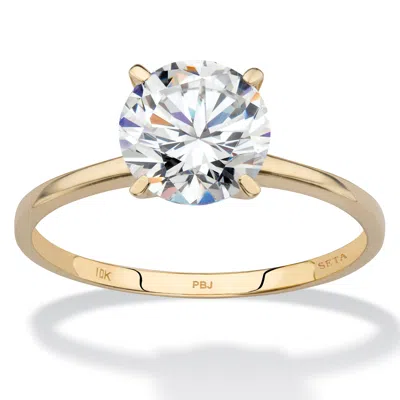 Palm Beach Jewelry 2 Tcw Round Cubic Zirconia Solitaire Ring In 10k Gold In White