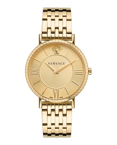 Versace V-eternal Bracelet Watch With Gold Guilloche Dial In Multi