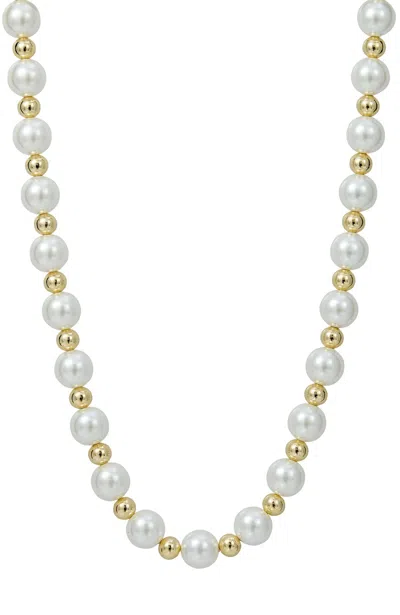 Savvy Cie Jewels 18k Gold Plated Beads And Pearls Necklace In Yellow