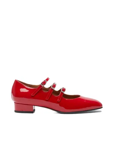 Carel Paris Ariana Patent Leather Ballets With Crossed Bands In Red