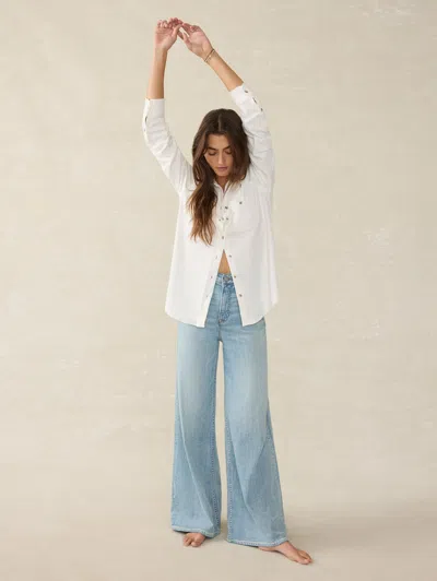 Faherty Saturday Denim Wide Leg Ankle Pants In West Cove Wash