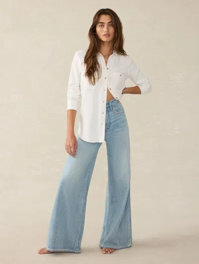 Faherty Saturday Denim Wide Leg Ankle Pants In West Cove Wash