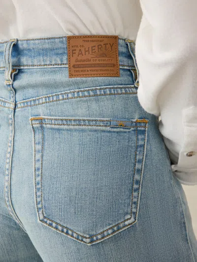 Faherty Saturday Denim Wide Leg Ankle Pants In West Cove Wash